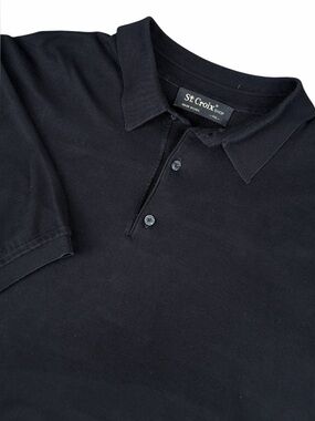 St. Croix Men's XXL Polo Shirt Black Cotton Blend Banded Hem Made in USA
